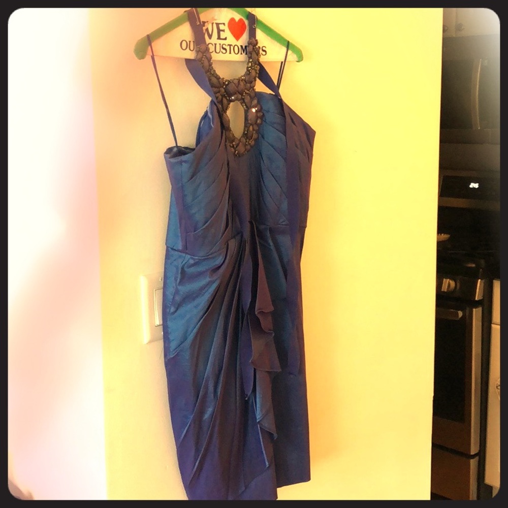 Badgley Mischka Cocktail Dress w/ Halter Necklace